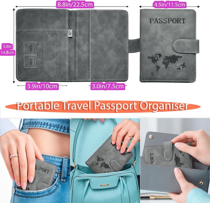 Sovirose Passport Holder for Travel Essentials, 2 Pack Rfid Passport Cover for Women Men - Image 4